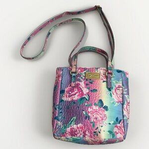 Dolls Kill x Betsey Johnson Floral Croc Vegan Leather Small Crossbody Bag Pastel